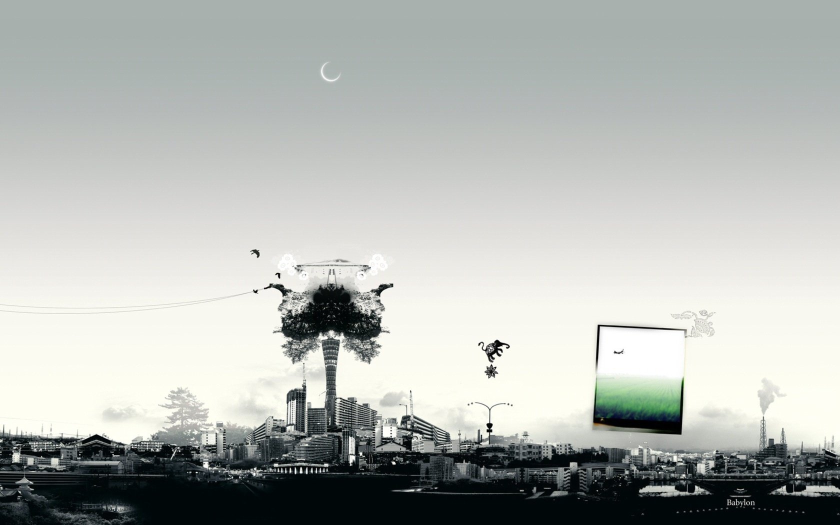 finestra sul futuro bianco e nero città grigiore