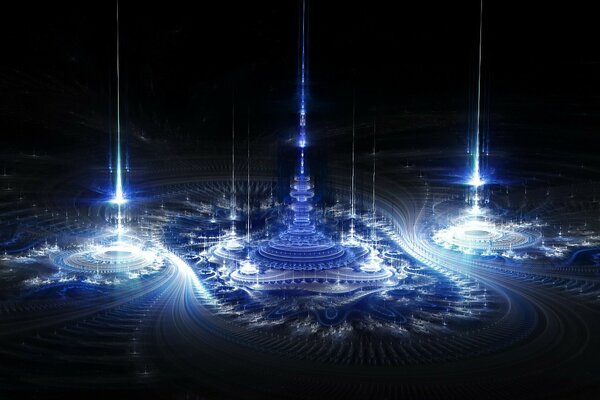 Frattali blu su sfondo nero