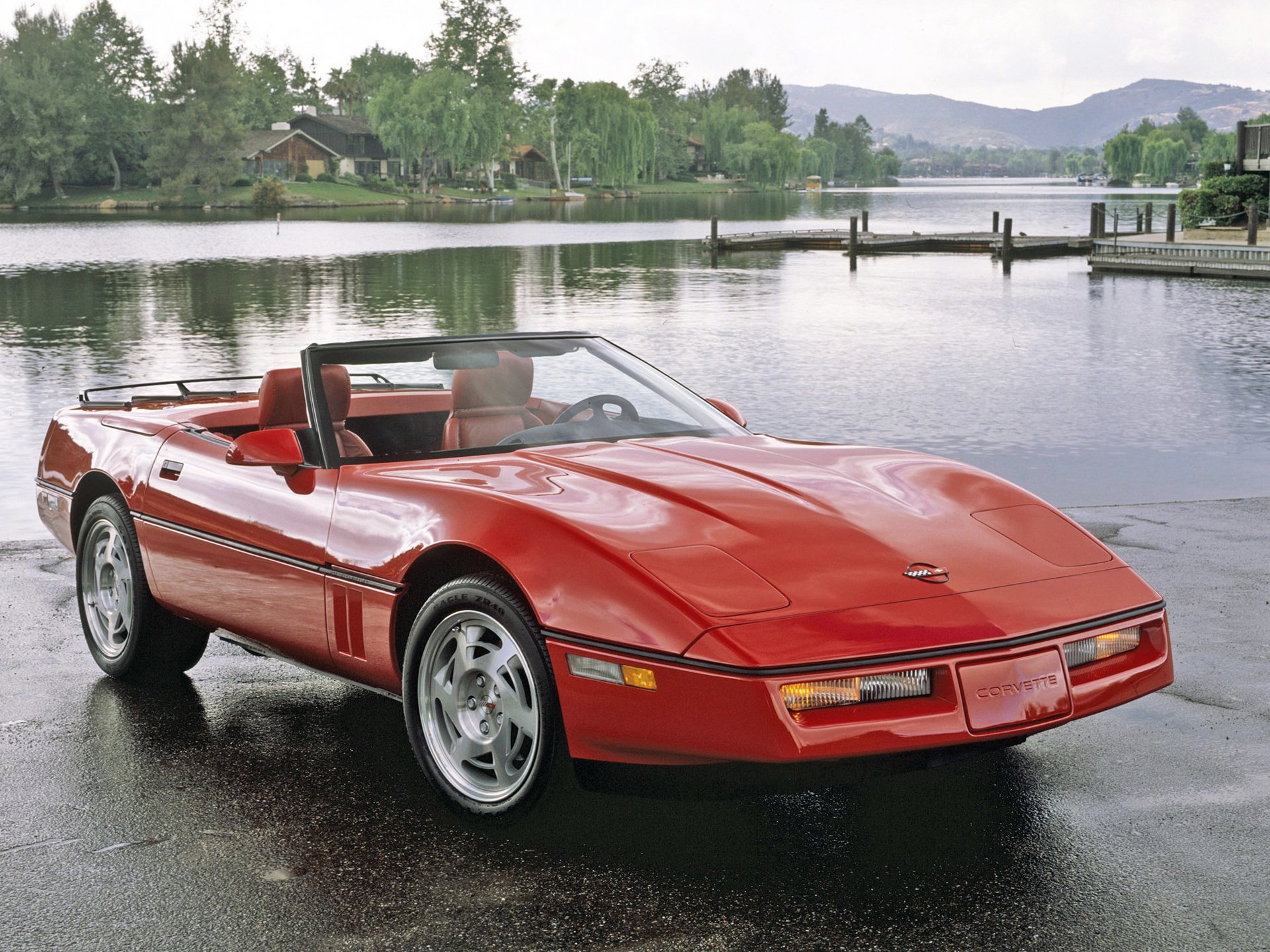 chevrolet corvette convertibile c4 auto parete rosso