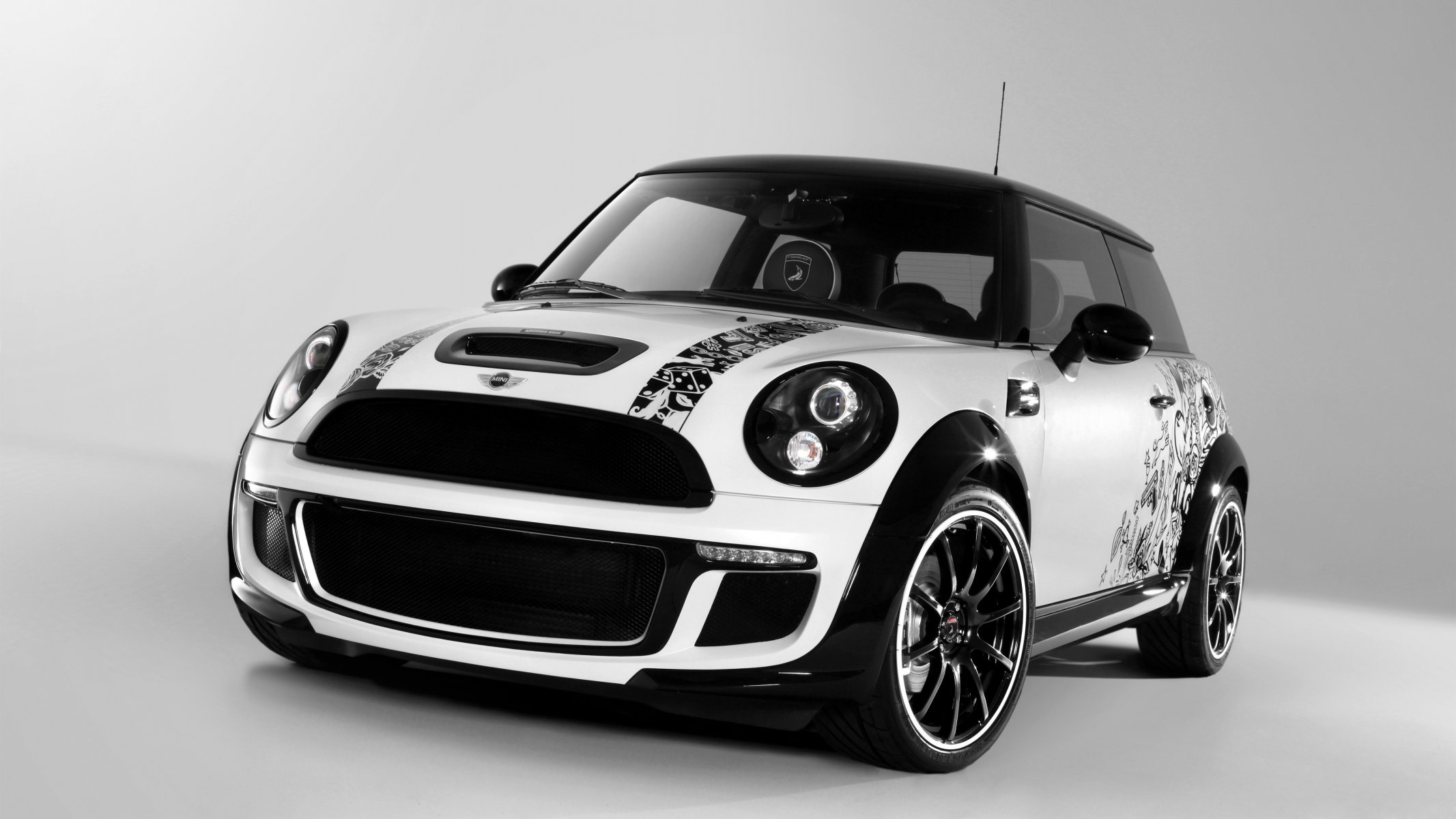 mini cooper s bully nero bianco mini cooper auto macchina auto cerchi airbrush