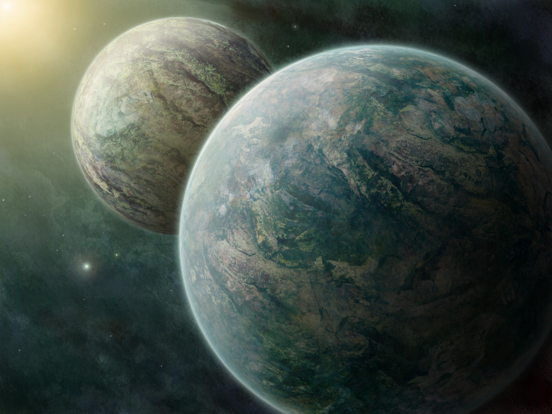 pianeta due nebulosa coppia vicino spazio