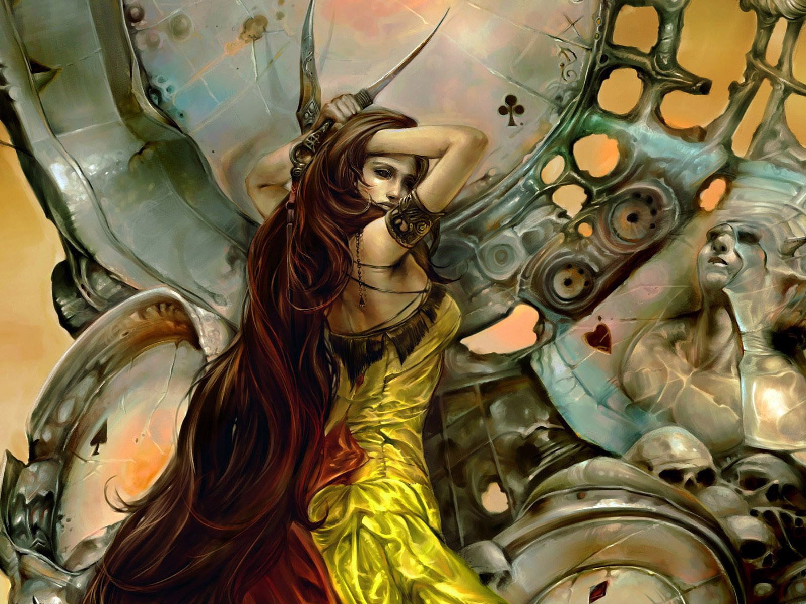 ladro teschi ragazza carte coltelli