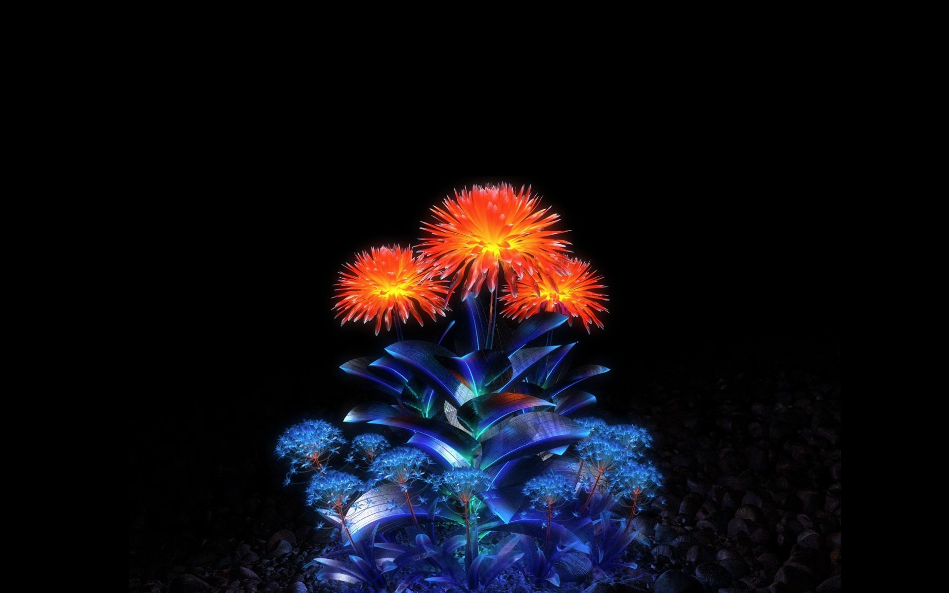 fiori cespuglio foglie petali luce ombra
