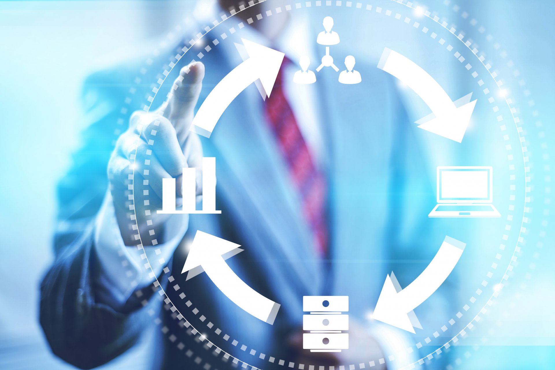 schema tecnologia affari mano