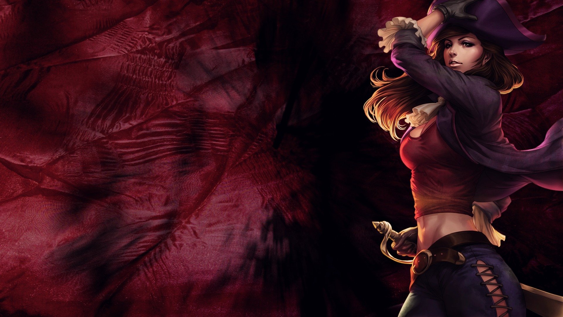 ragazza pirata sciabola sfondo semplice