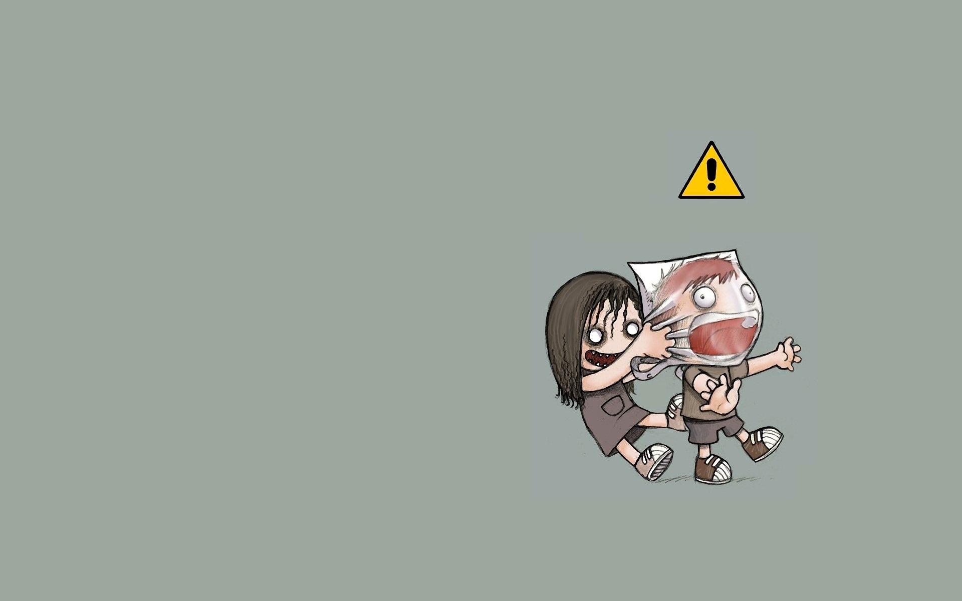 figura ragazza ragazzo pacchetto soffocamento segno umorismo nero male