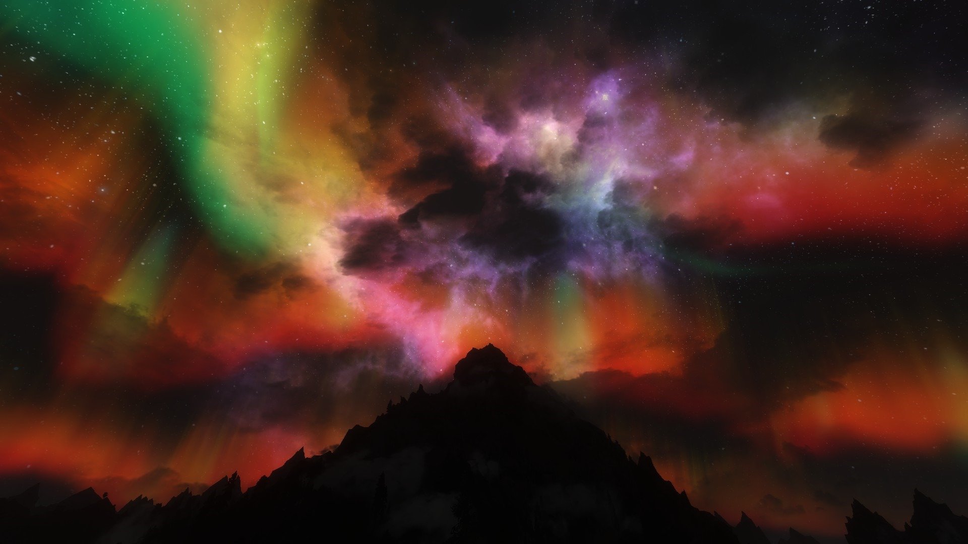 aurora aurora boreale stelle notte rendering