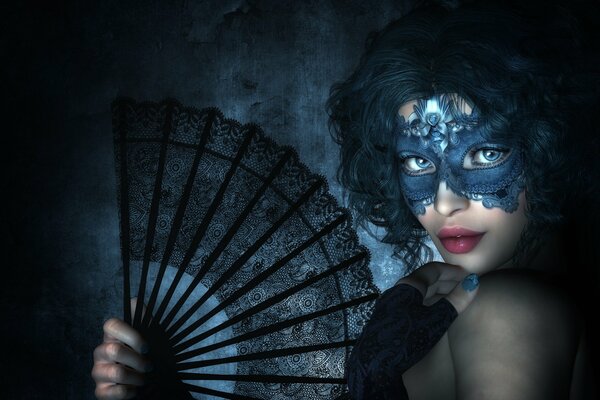 Ragazza in maschera a rete è molto seducente