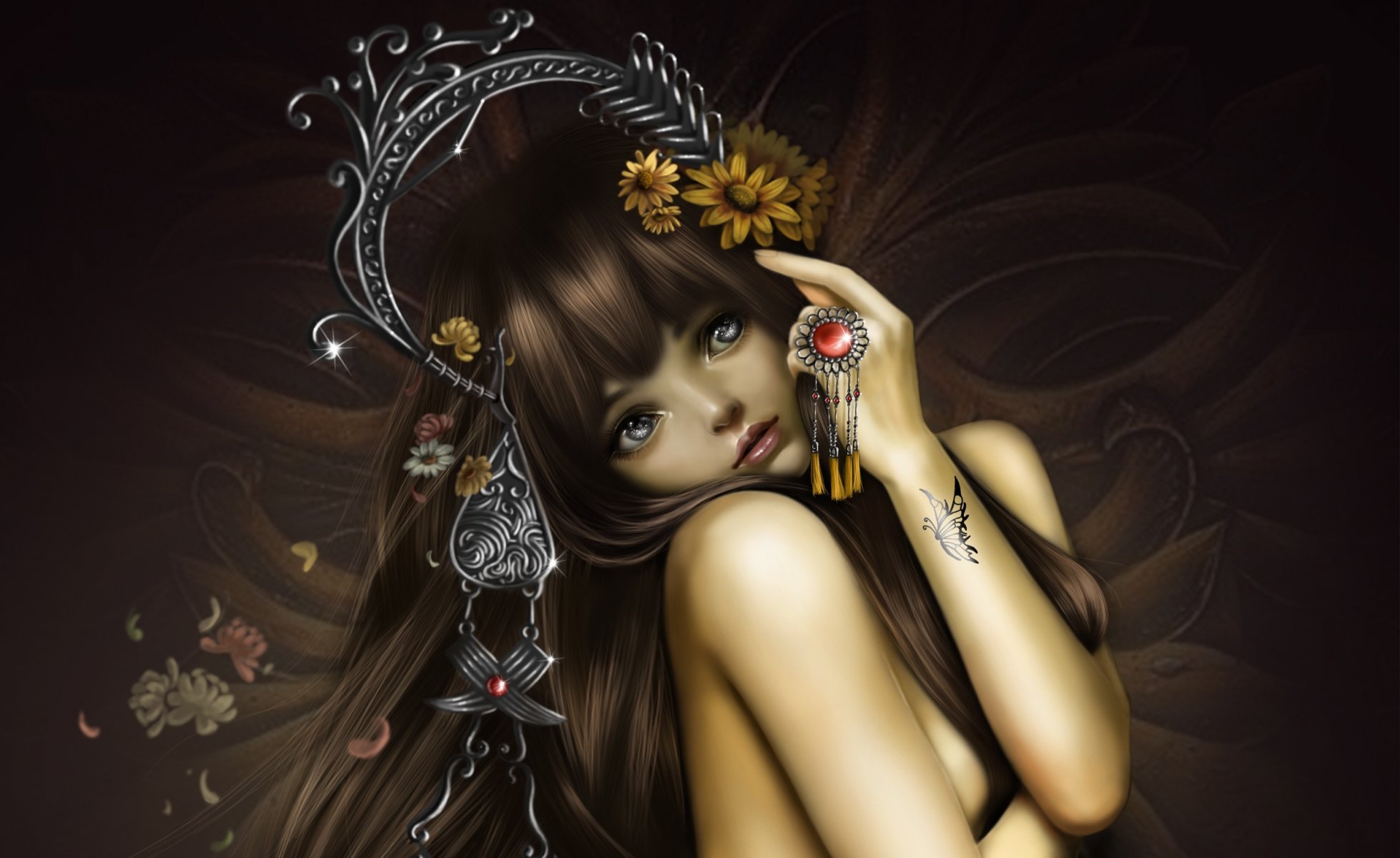 arte nana appendere ragazza decorazione fiori tatuaggio farfalla