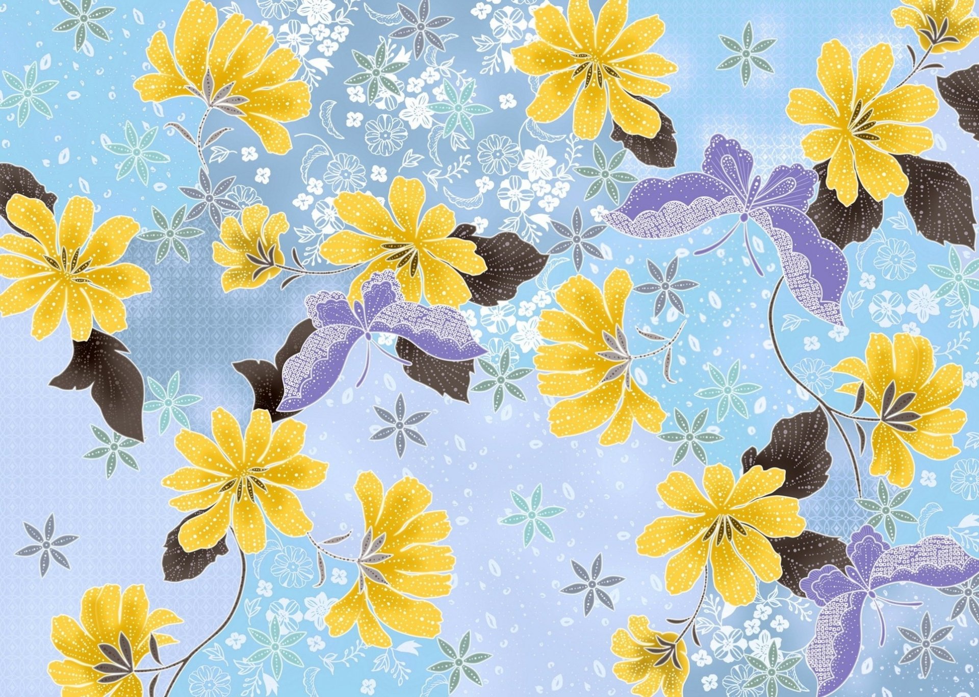 farfalle fiori foglie