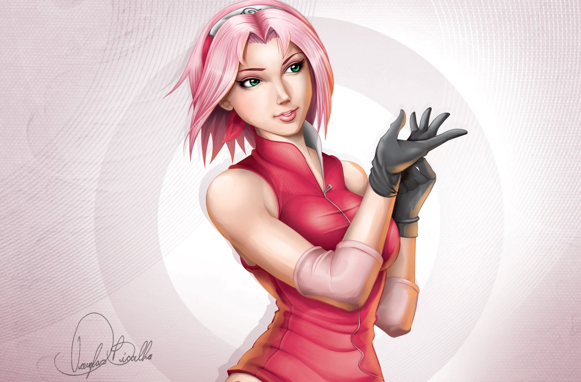 arte douglas bicalho naruto sakura haruno sakura guanti fascia ninja sorriso