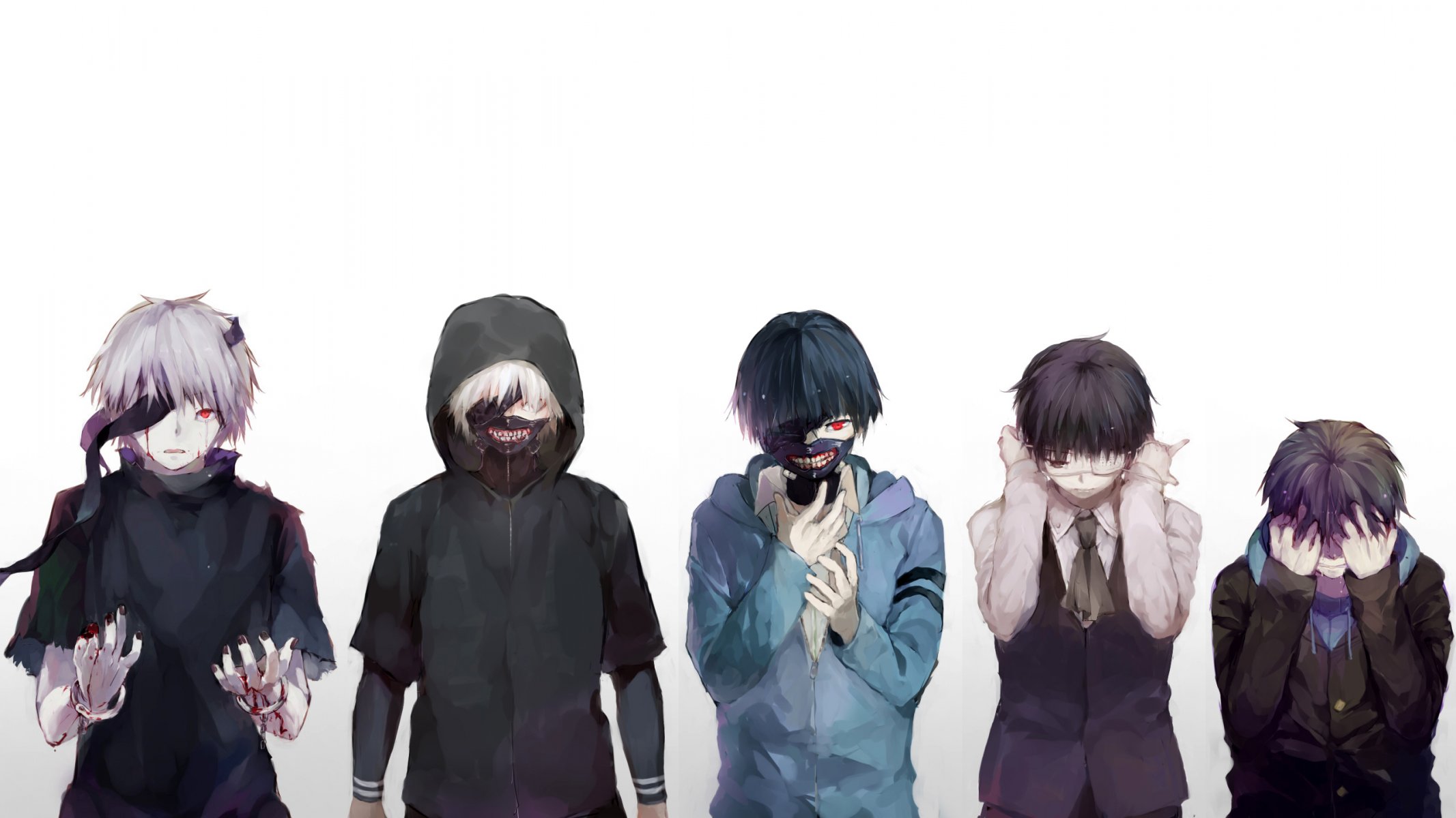 arte fuurin anime tokyo ghoul kaneki ken ragazzo maschera cappuccio