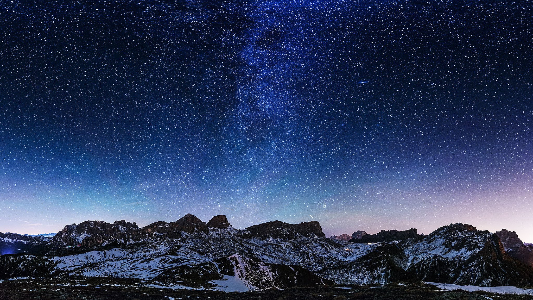 via lattea montagne neve stelle spazio mistero