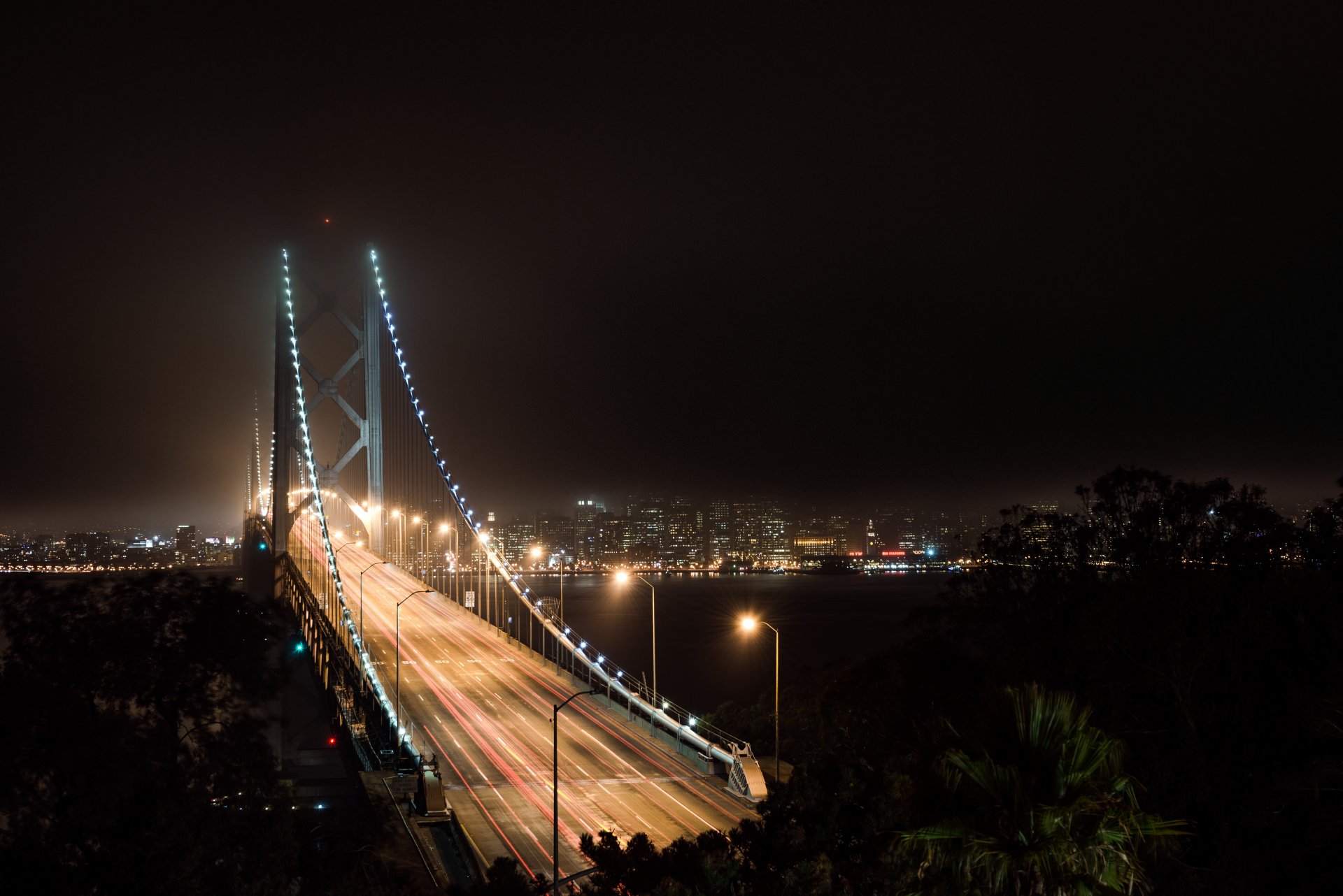 san francisco san francisco california usa bay bridge baia ponte notte luce luci cielo autunno autunno scuro baia luci