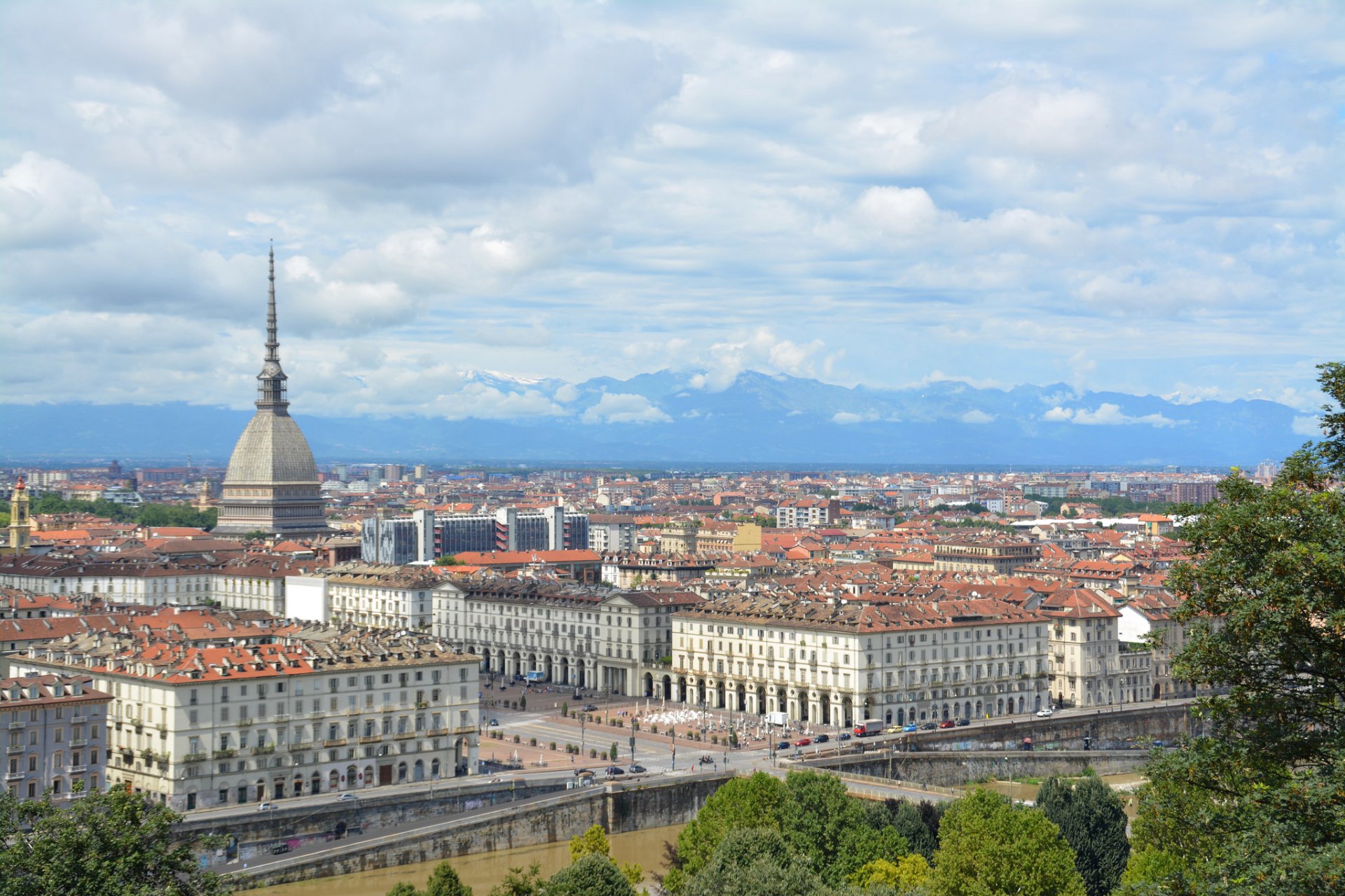 torino italia case fiume ponte quartiere cielo panorama