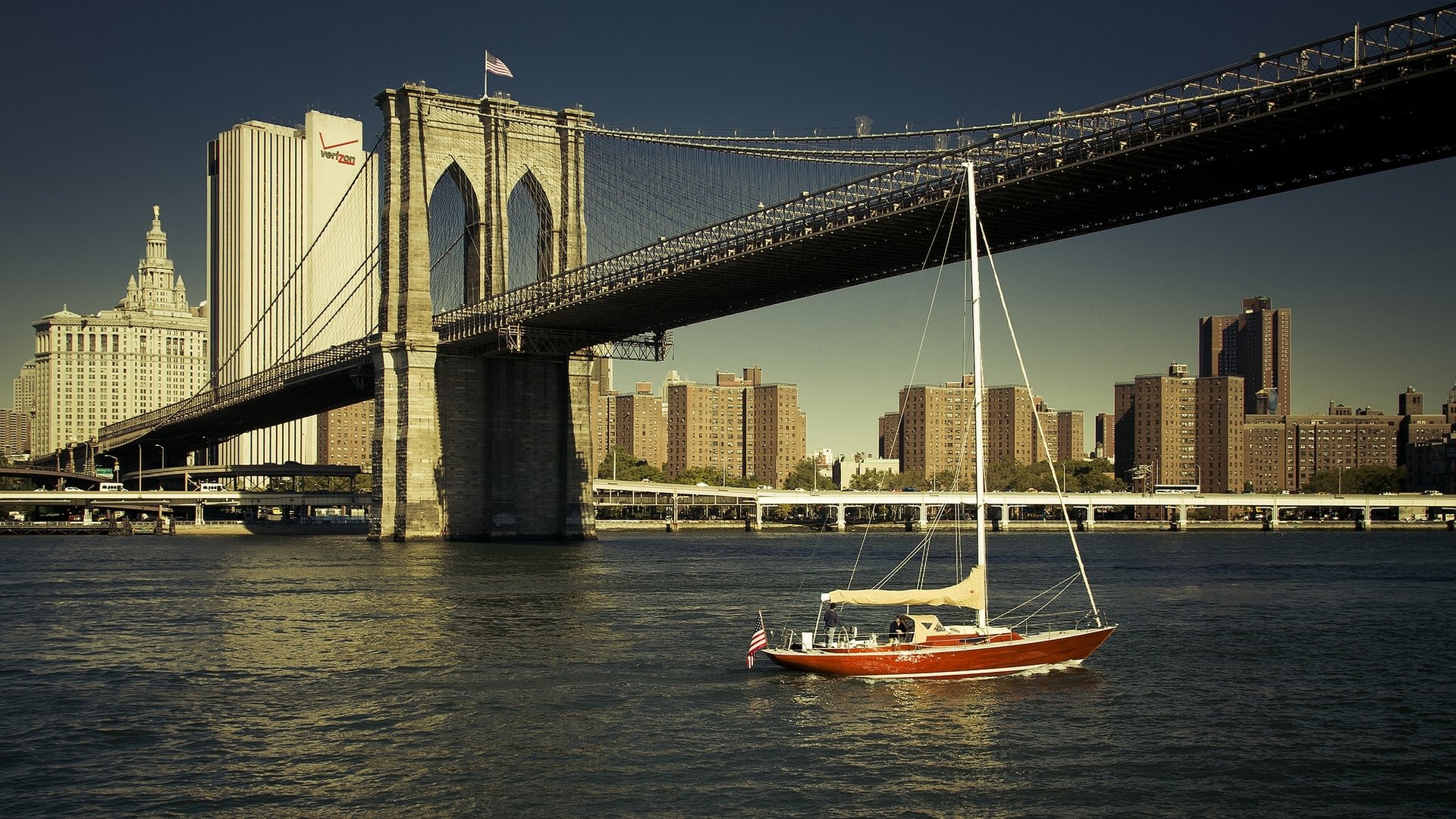 ponte di brooklyn new york east river yacht fiume costruzioni