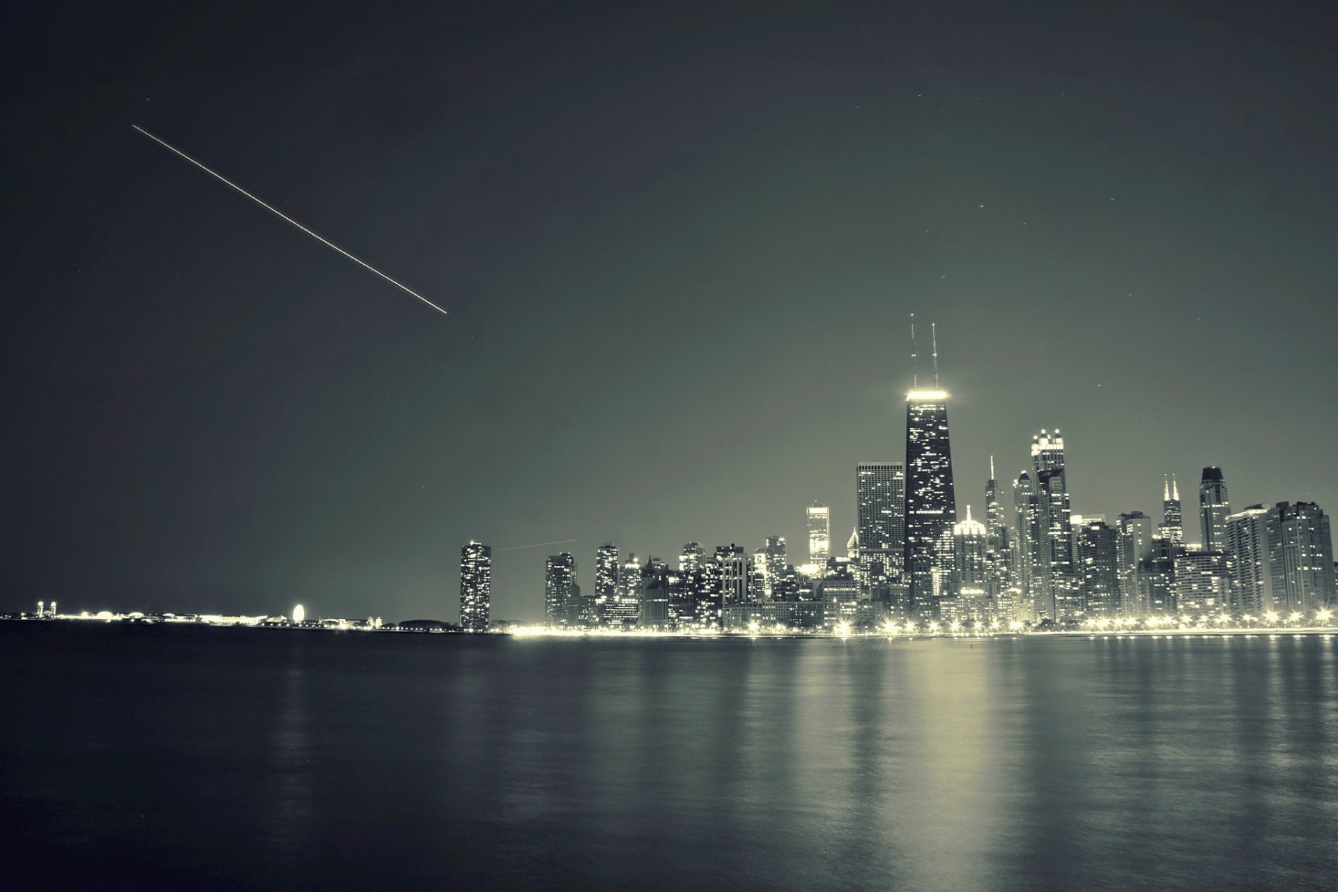 chicago illinois città fiume grattacieli notte luci