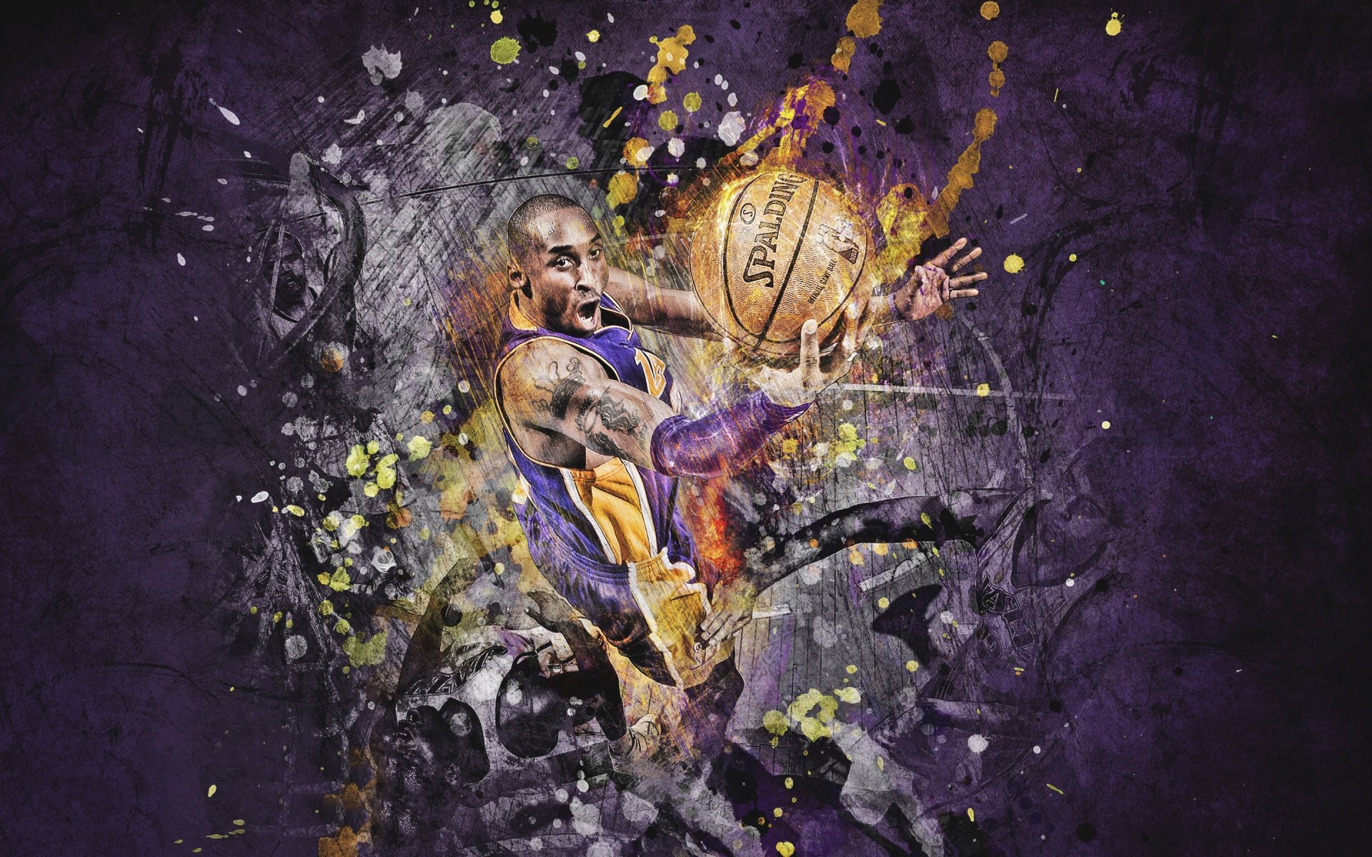 kobe bryant lakers giocatore basket disegno palla spalding viola