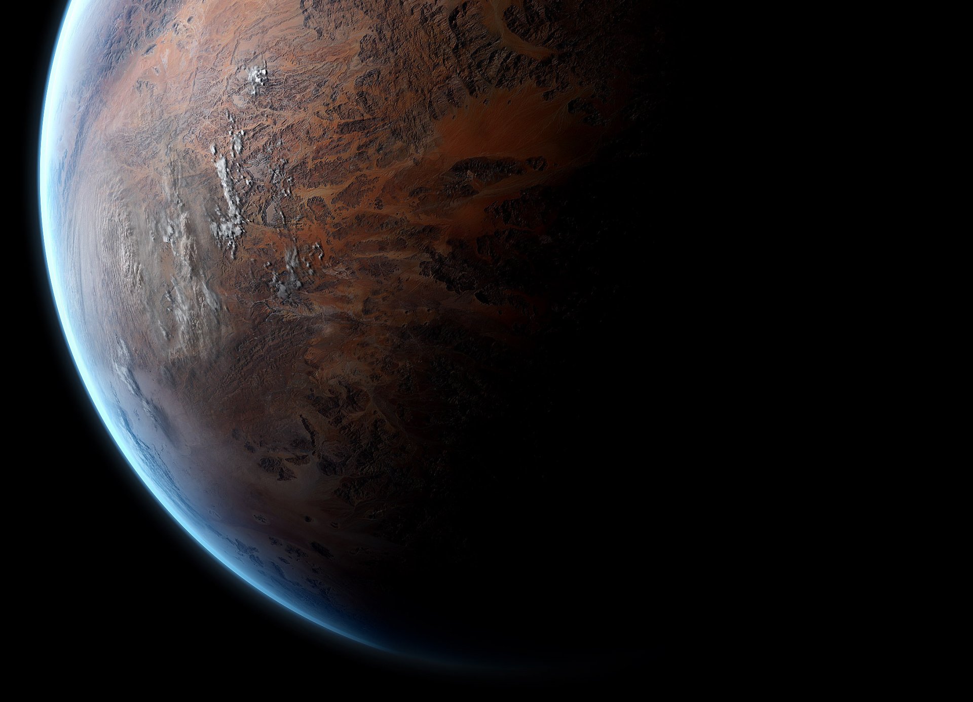 spazio pianeta rilievo superficie atmosfera ombra luce