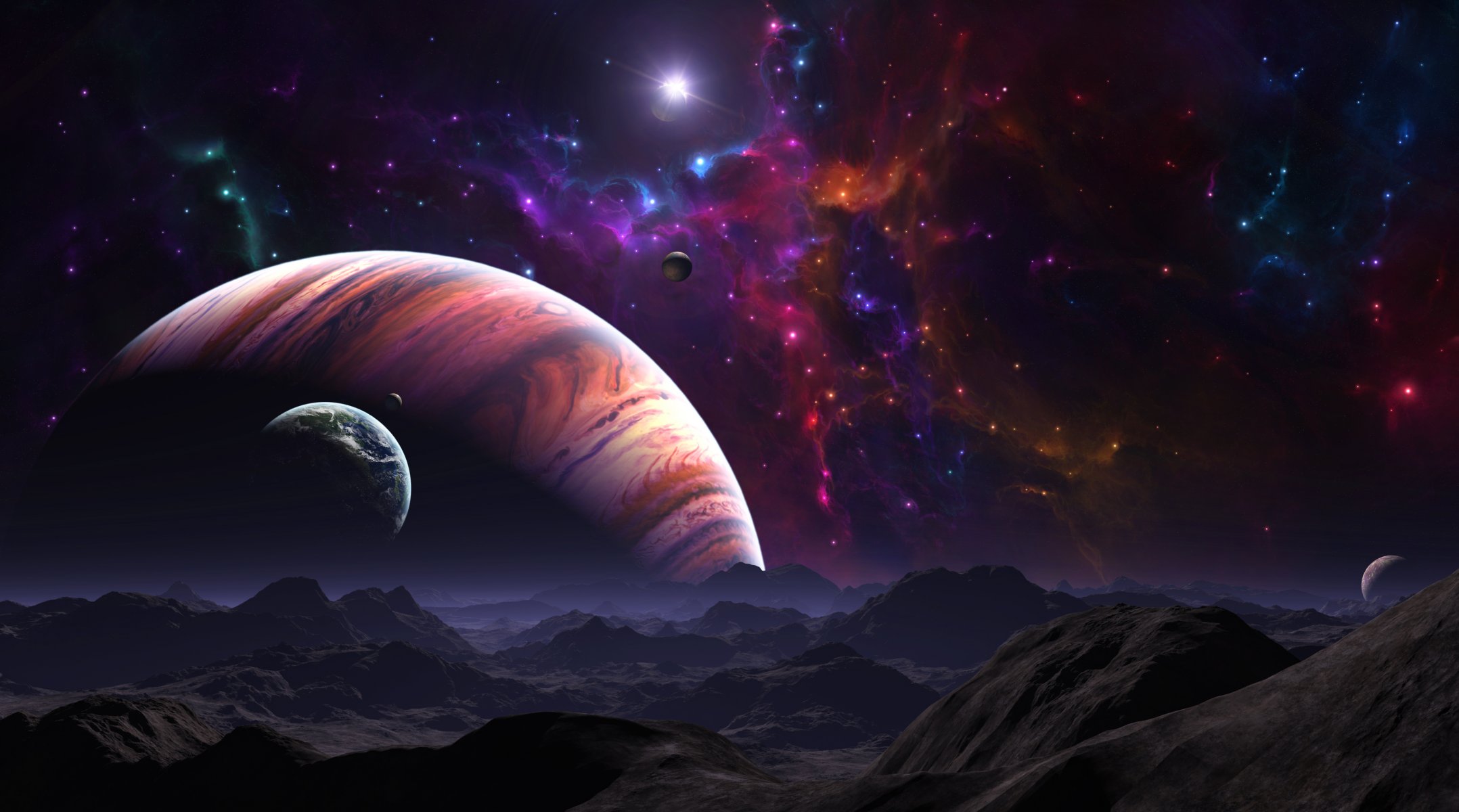 superficie pianeti montagne paesaggio gigante gassoso stelle