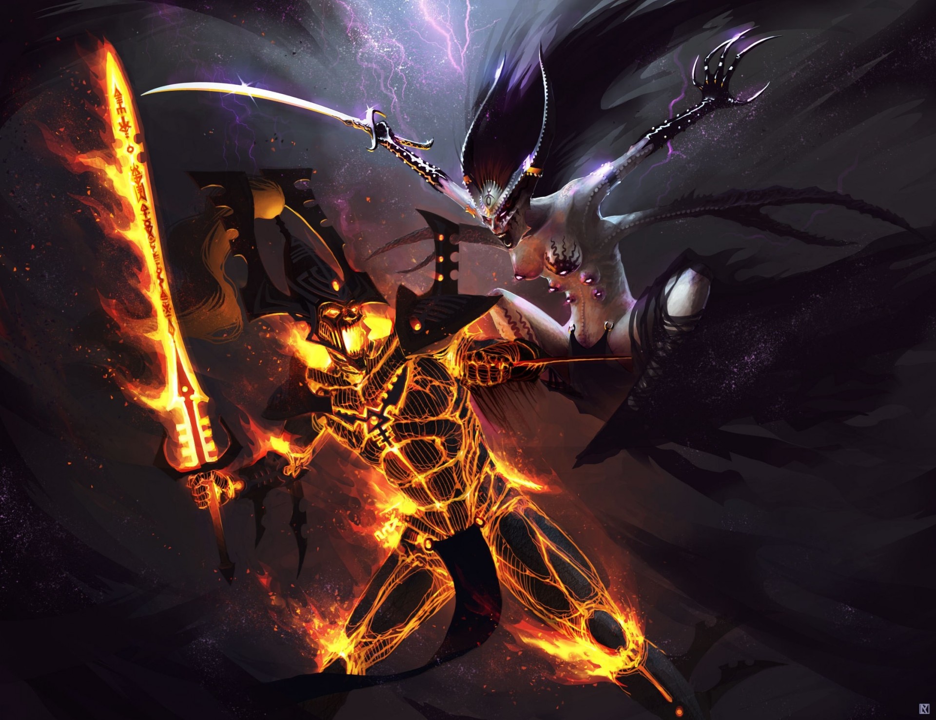 avatar caos warhammer 40k custode dei segreti eldars combattimento demone