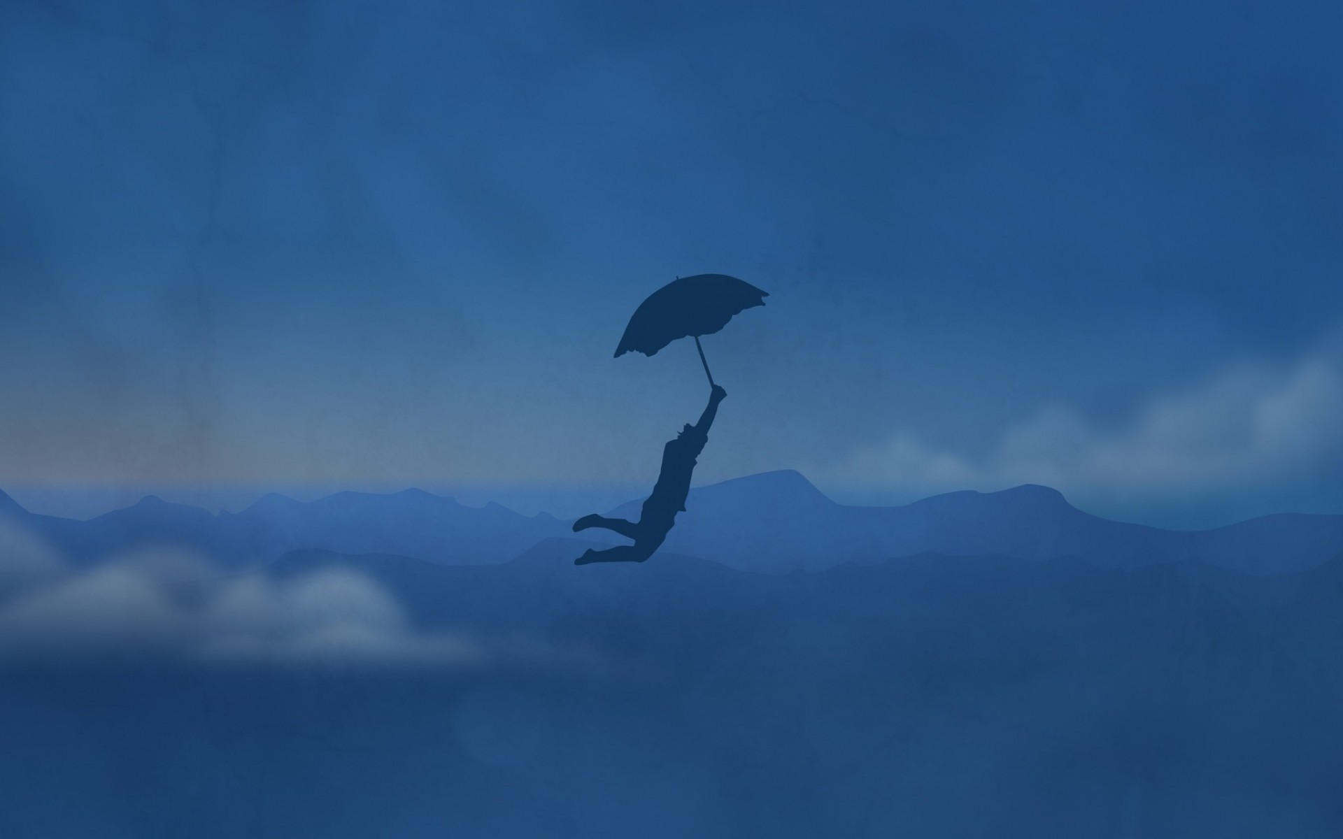 moe illustrazione volare ombrello