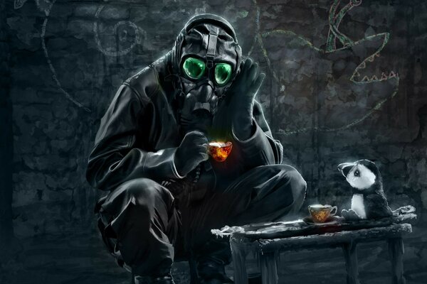 Fumetti d arte in casco su sfondo nero