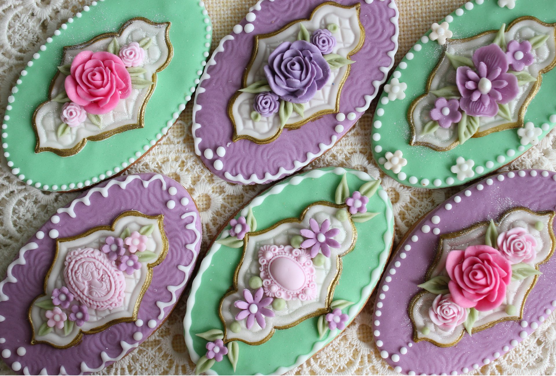 biscotti ovale glassa bello vintage fiori