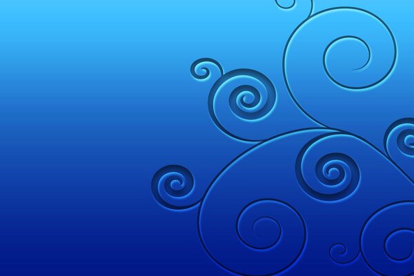 Disegno astratto di riccioli su sfondo blu