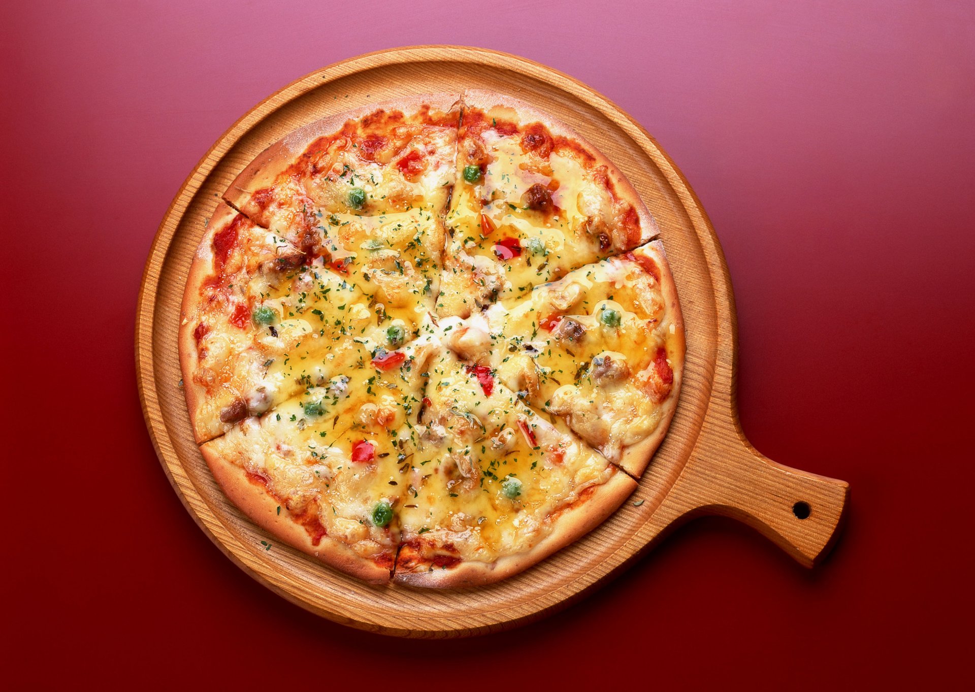 cibo delizioso pizza cibo rosso sfondo