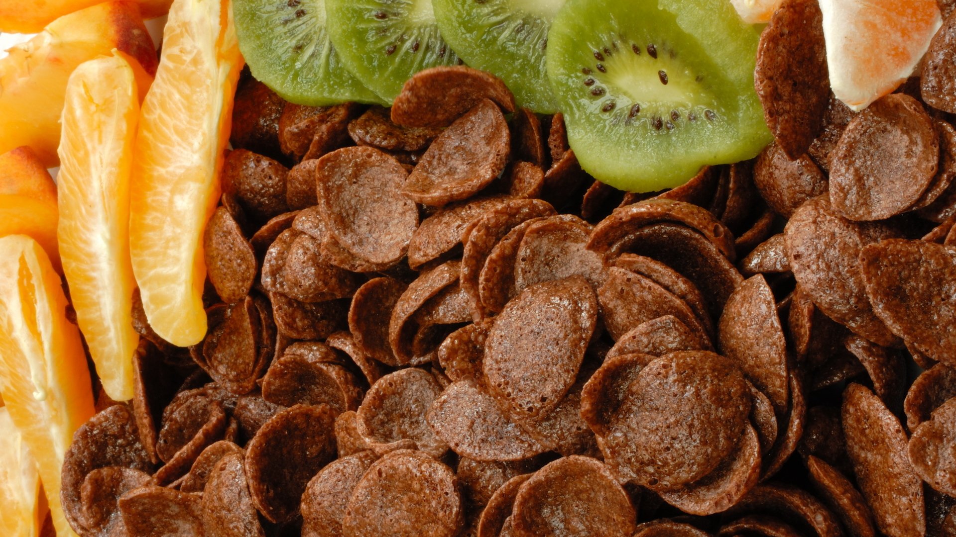cibo dessert dolce cornflakes cioccolato frutta agrumi kiwi arancia cibo agrumi arancione 1920x1080