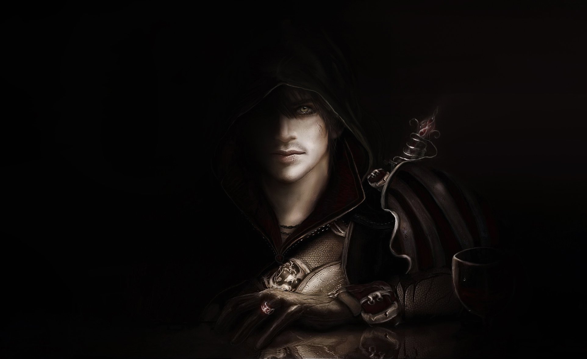 assassin s creed ii non è ezio uomo cappuccio mantello sfondo nero