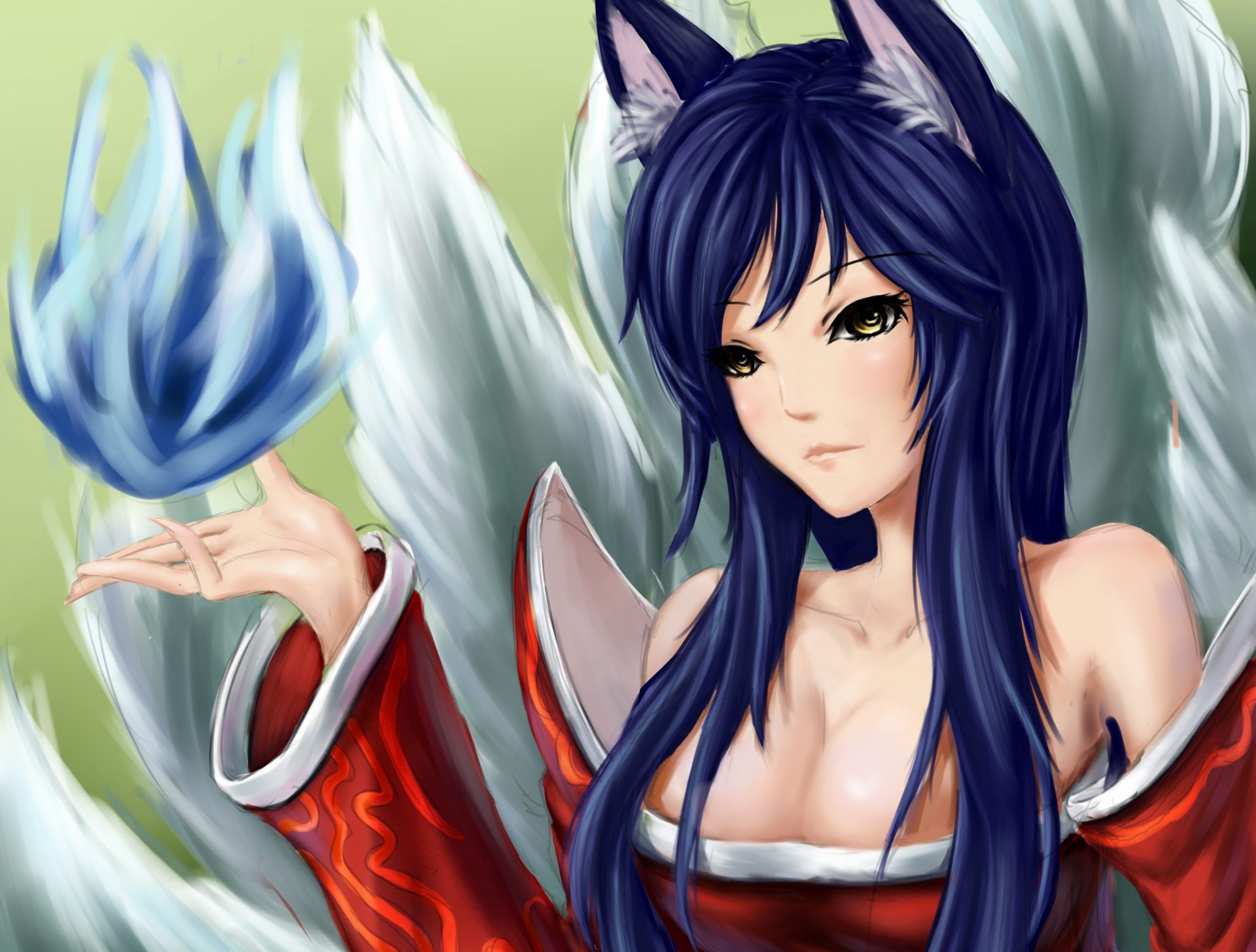 league of legends ahri ragazza mano magia orecchie