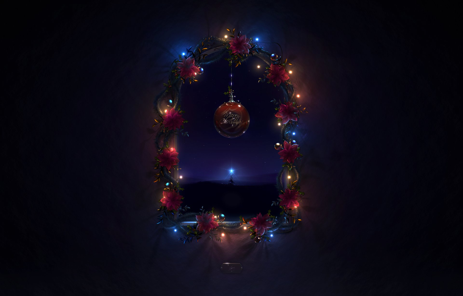 arte neville dsouza natale nuovo anno finestra palla ghirlanda notte albero abete luci