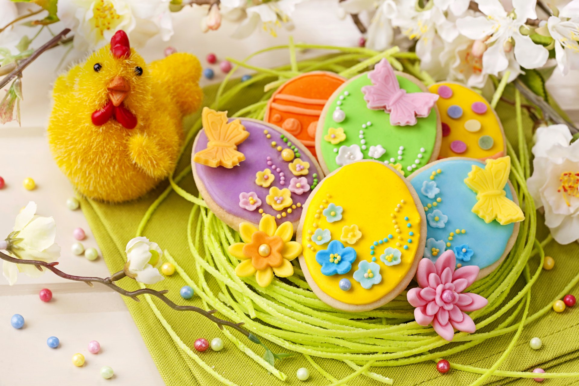 pasqua primavera biscotti pastello vacanze decorazione colorato uova fiori pollo vacanza glassa primavera