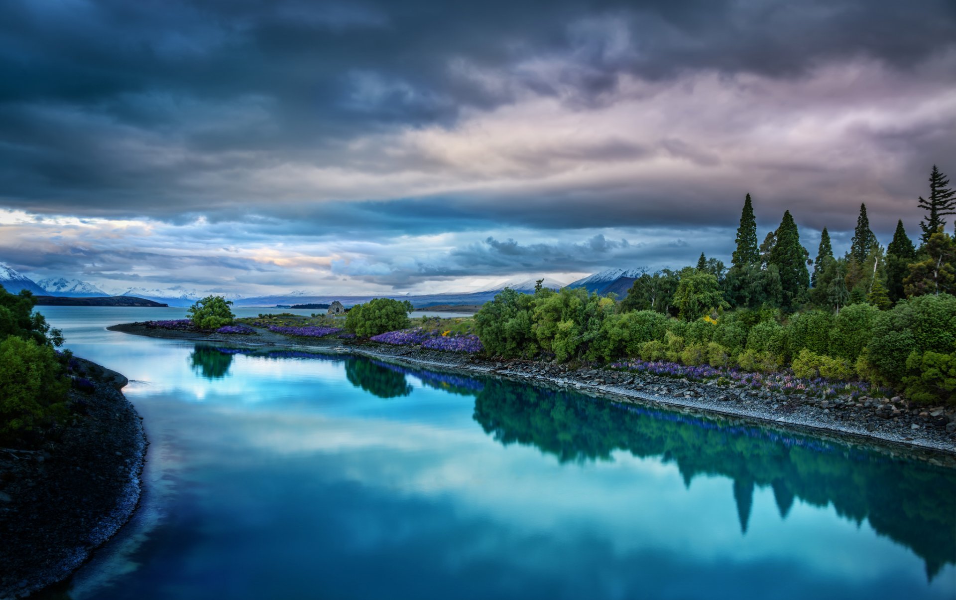 tekapo nuova zelanda natura lago cielo nuvole paesaggio