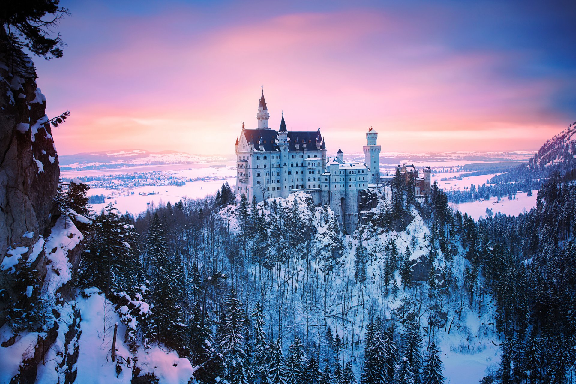 germania baviera castello di neuschwanstein inverno neve luce
