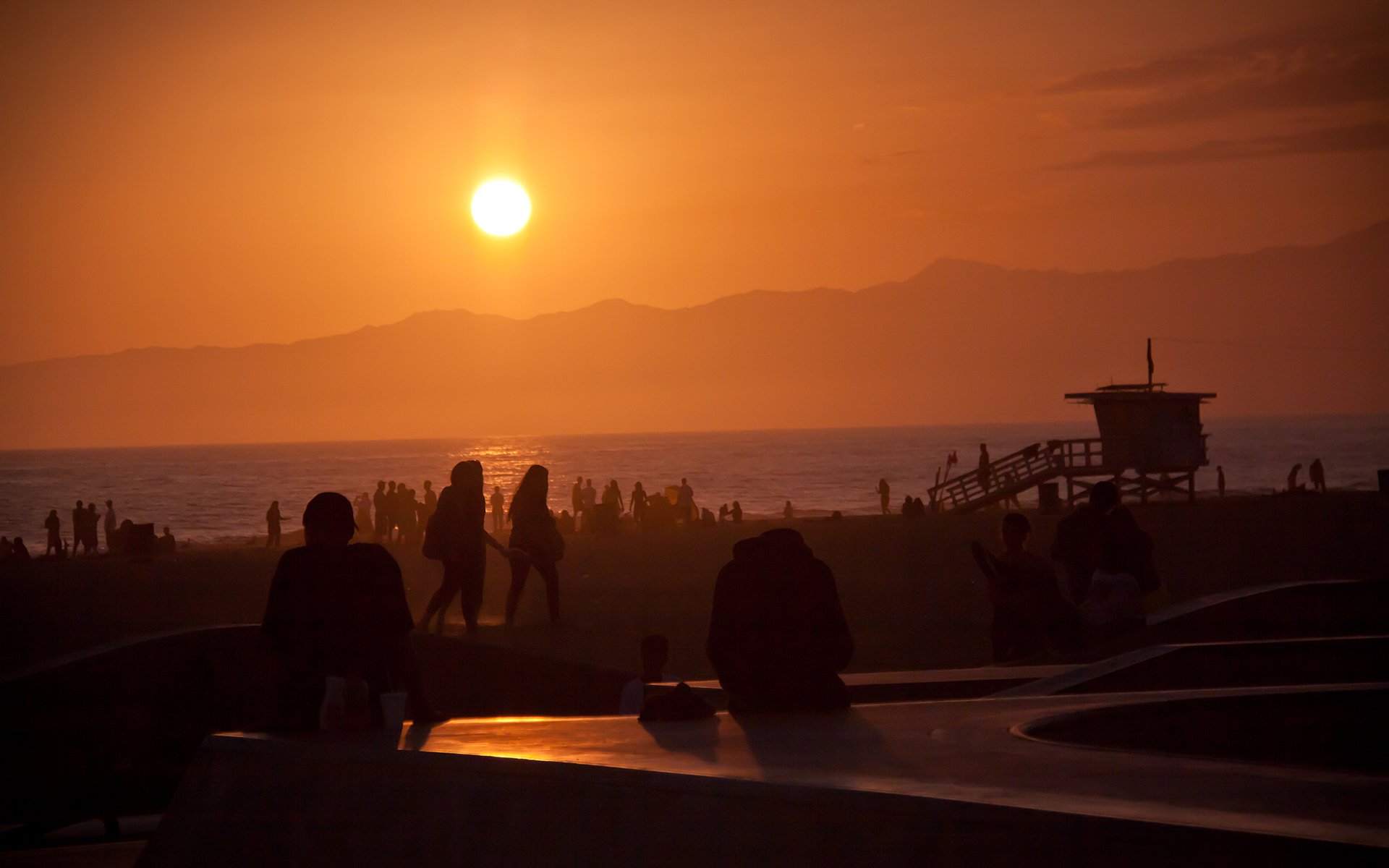 tramonto estate spiaggia di venezia la los angeles california usa oceano