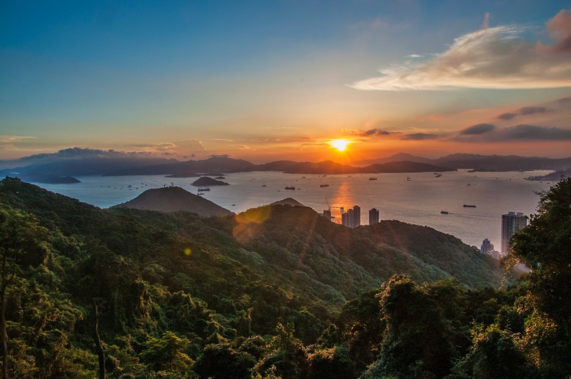 qianshuiwan hong kong baia di ripals tramonto panorama colline isolotti