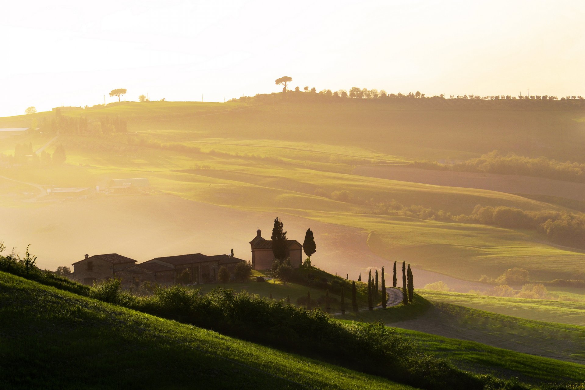italia toscana nebbia alba