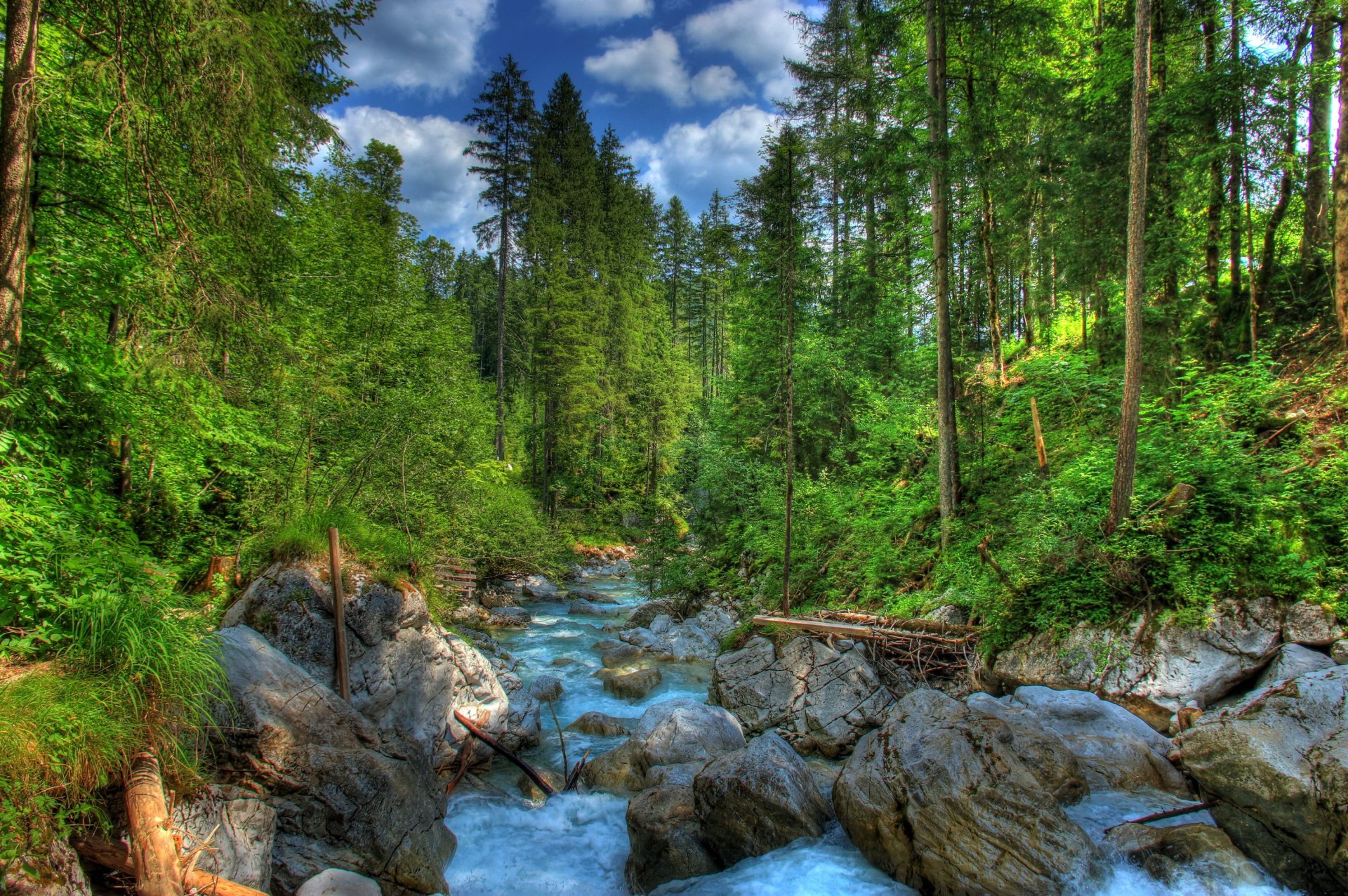 foresta germania pietre fiume paesaggio ramsau baviera hdr natura foto